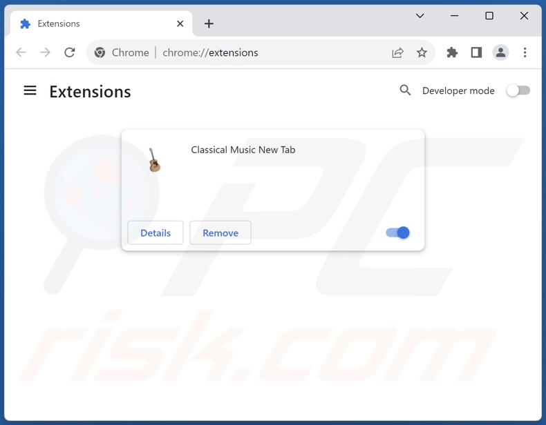 Removing classical-music-newtab.com related Google Chrome extensions