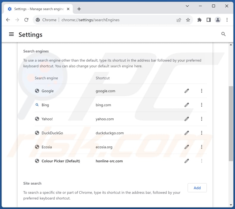 Removing honline-src.com from Google Chrome default search engine