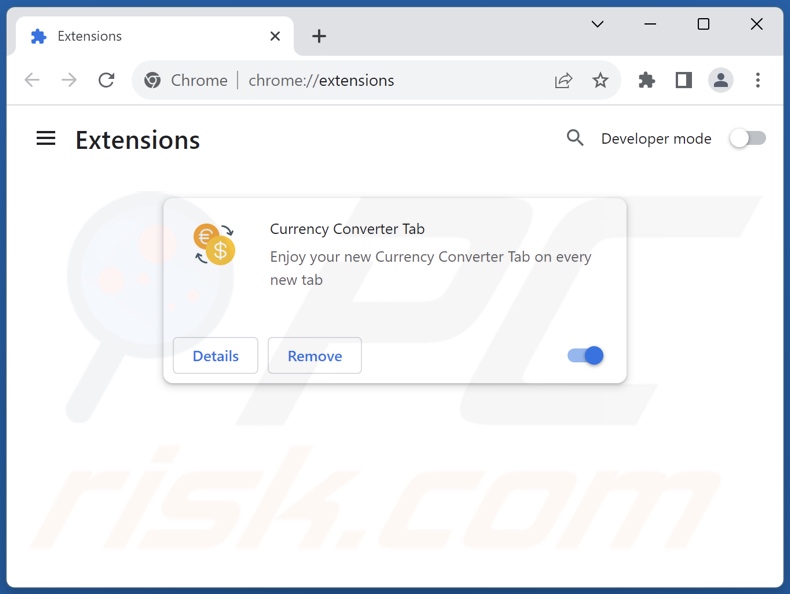 Removing currency-converter-tab.com related Google Chrome extensions