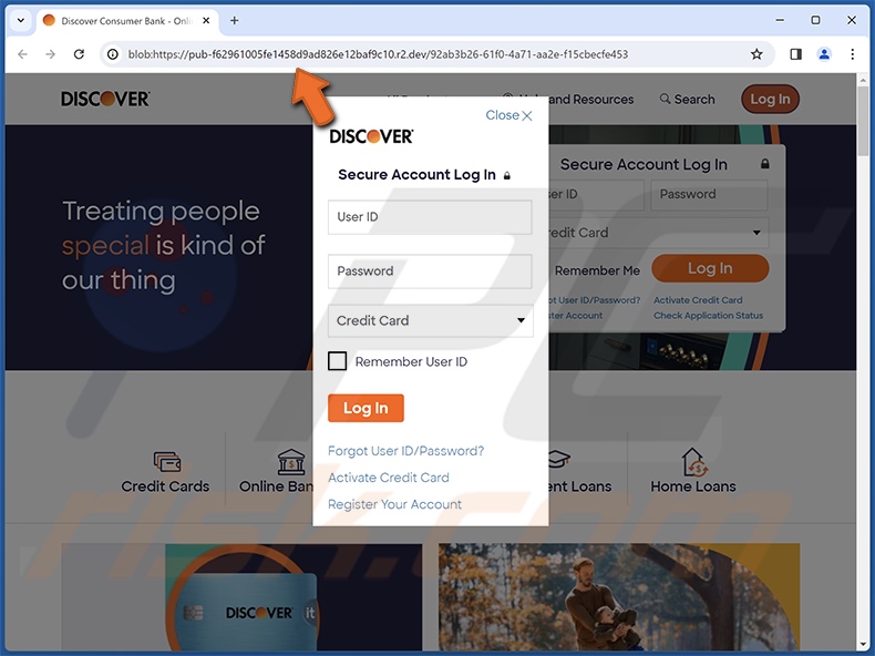 Discover Card Payment On Hold scam email promoted phishing site