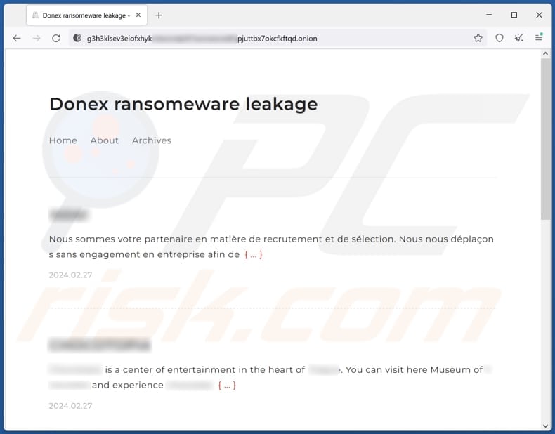 DoNex ransomware data leaking page