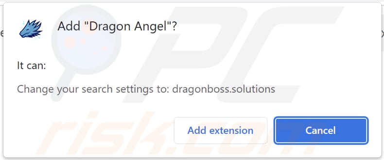 Dragon Angel browser hijacker asking for permissions