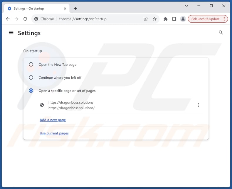 Removing dragonboss.solutions from Google Chrome homepage