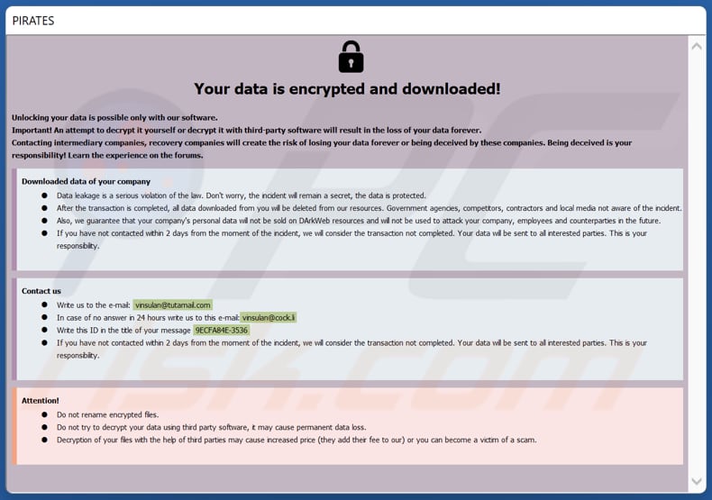 Dzen ransomware pop-up window ransom note (info.hta)