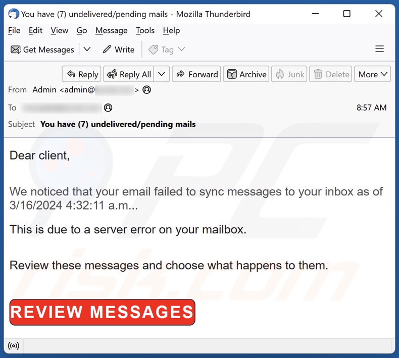 Email Failed To Sync email spam campaign