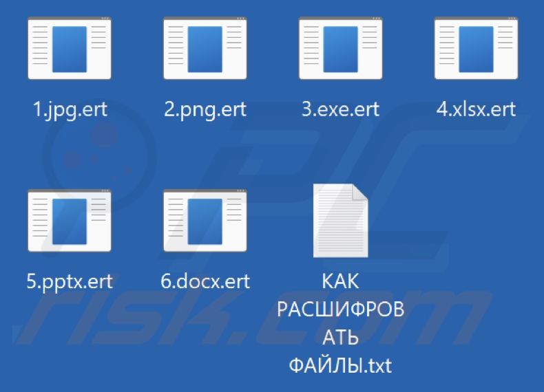 Files encrypted by Ert ransomware (.ert extension)