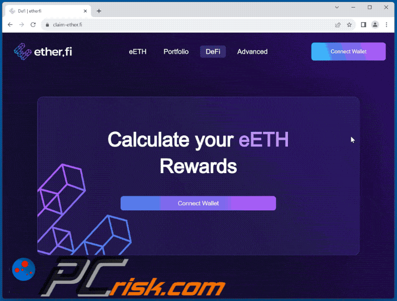 Appearance of Fake ether.fi scam