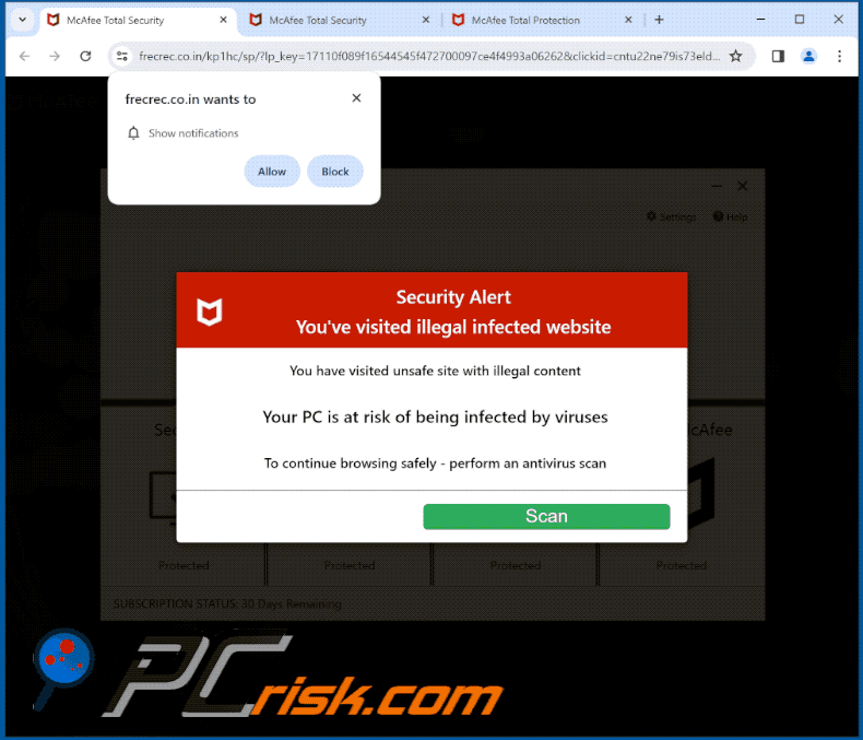 frecrec.co[.]in website appearance (GIF)