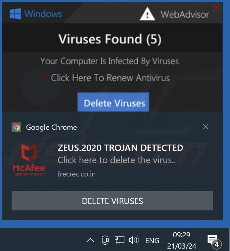 Ad delivered by the frecrec.co[.]in webpage