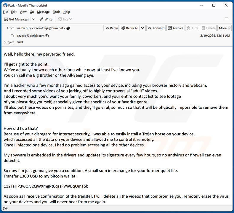 Hello My Perverted Friend email scam (2024-03-01)