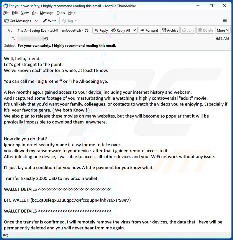 I Want To Get Straight To The Point email scam (2024-03-26)
