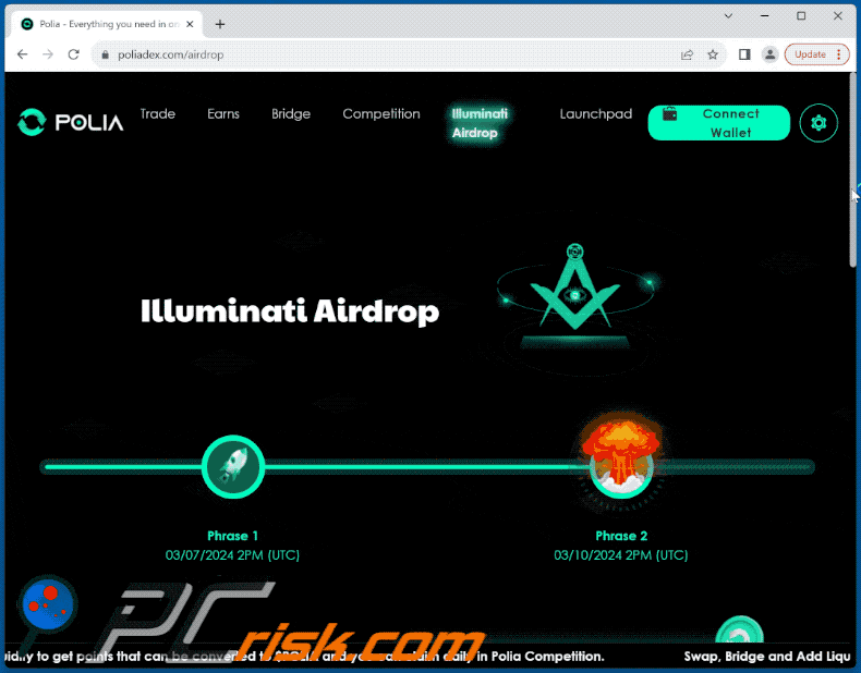 Appearance of Illuminati Airdrop scam