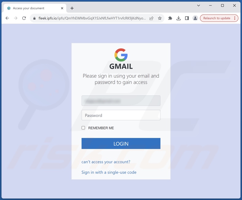 INCOMING FAX scam email promoted phishing site