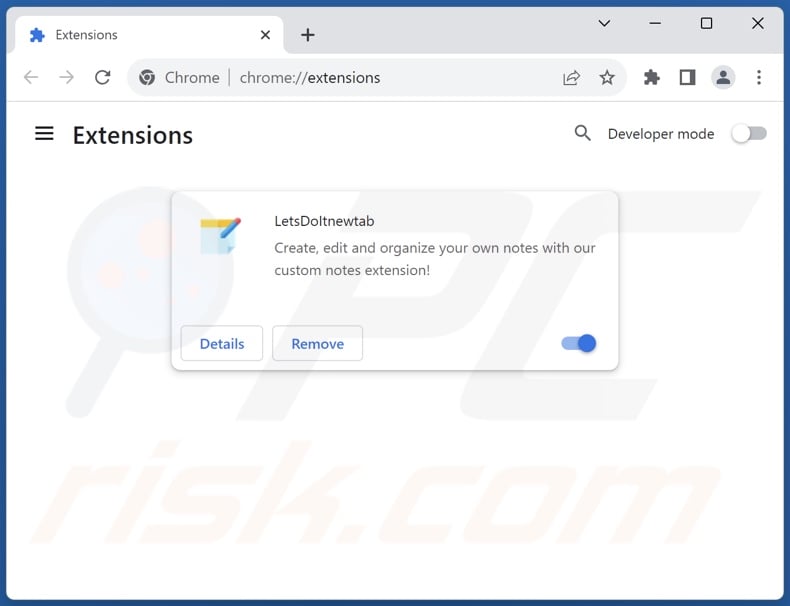 Removing letsdoitnew-tab.com related Google Chrome extensions