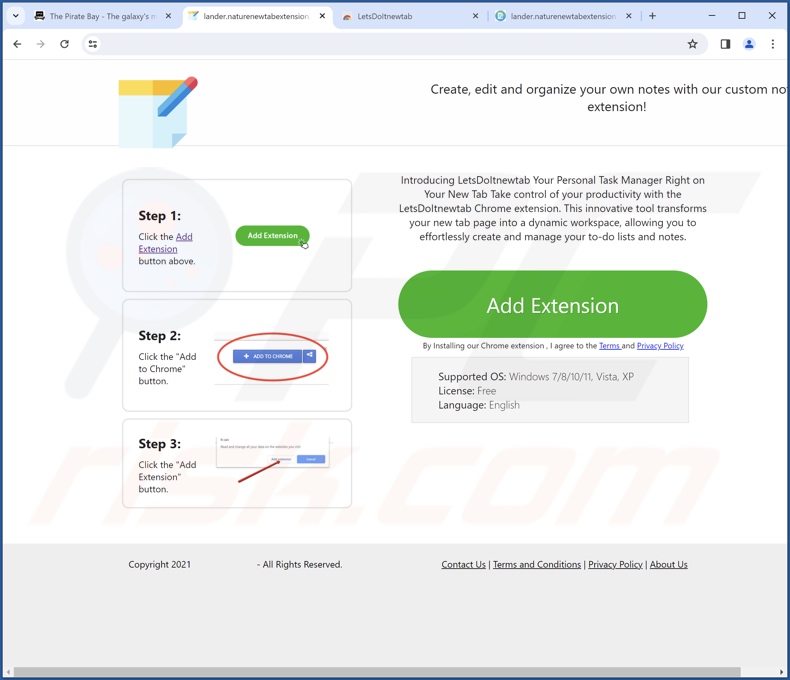 Website used to promote LetsDoItnewtab browser hijacker