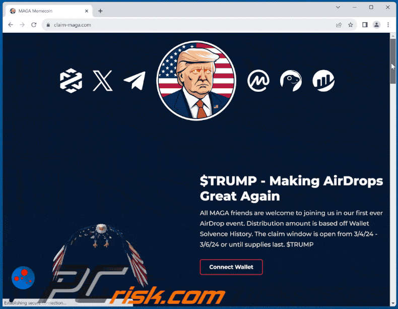 Appearance of MAGA Airdrop scam