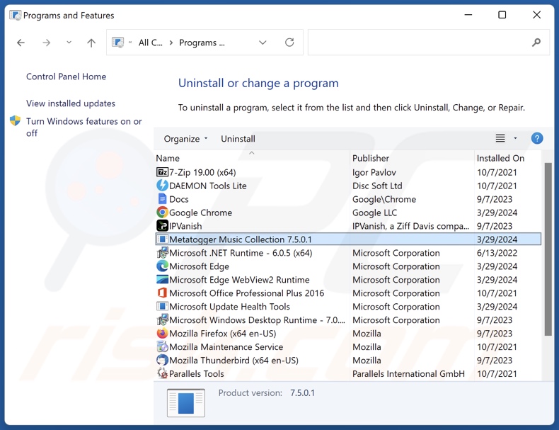 Metatogger Music Collection uninstall via Control Panel