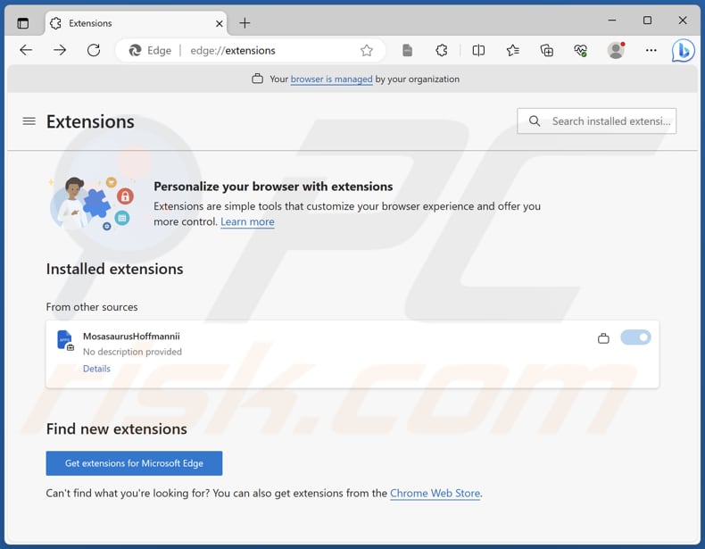 MosasaurusHoffmannii malicious extension on Edge browser
