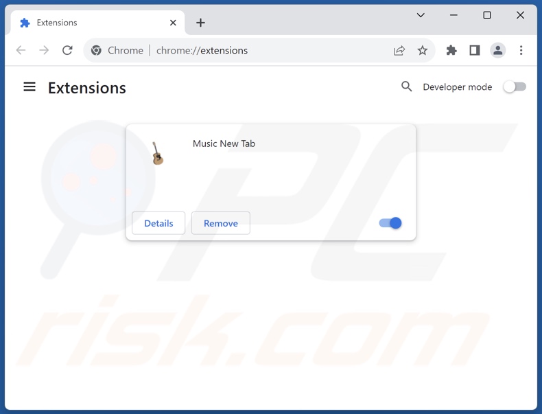 Removing music-newtab.com related Google Chrome extensions