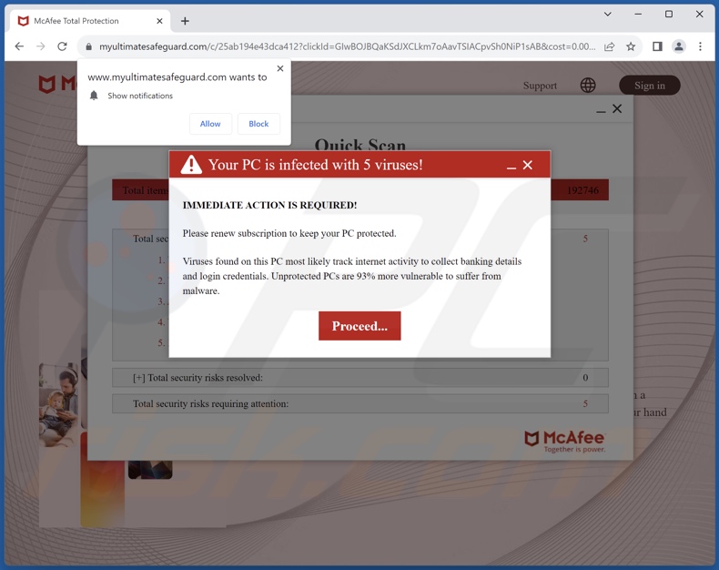 myultimatesafeguard[.]com pop-up redirects