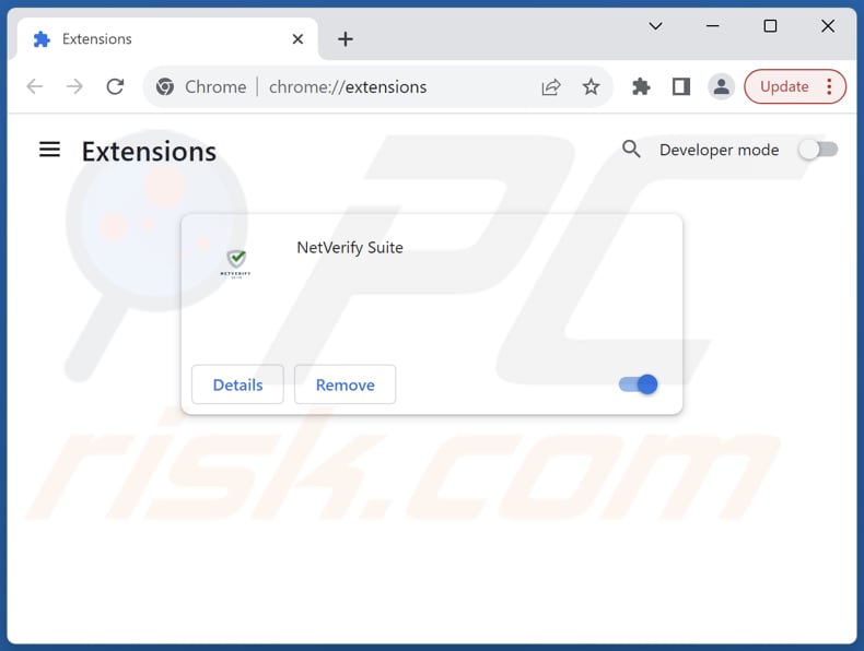 Removing NetVerify Suite adware from Google Chrome step 2