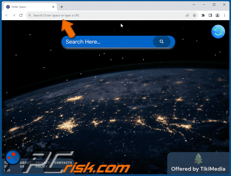 Outer Space browser hijacker outerspace-ext.com redirects to bing