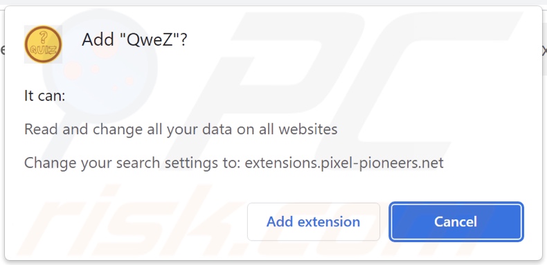 QweZ browser hijacker asking for permissions