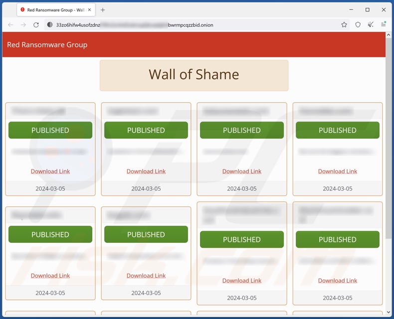REDCryptoApp ransomware data-leaking website