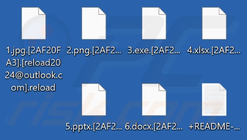 Files encrypted by Reload ransomware (.reload extension)