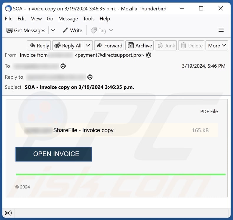 ShareFile - Invoice Copy email spam campaign