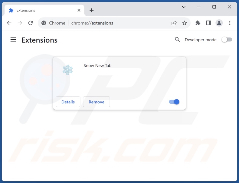 Removing snow-newtab.com related Google Chrome extensions