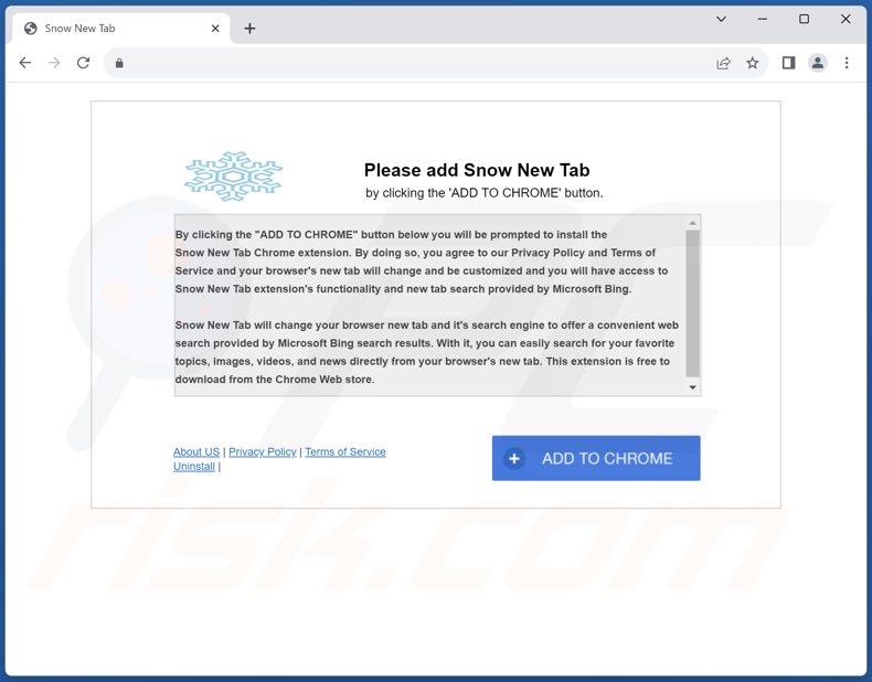 Website used to promote Snow New Tab browser hijacker