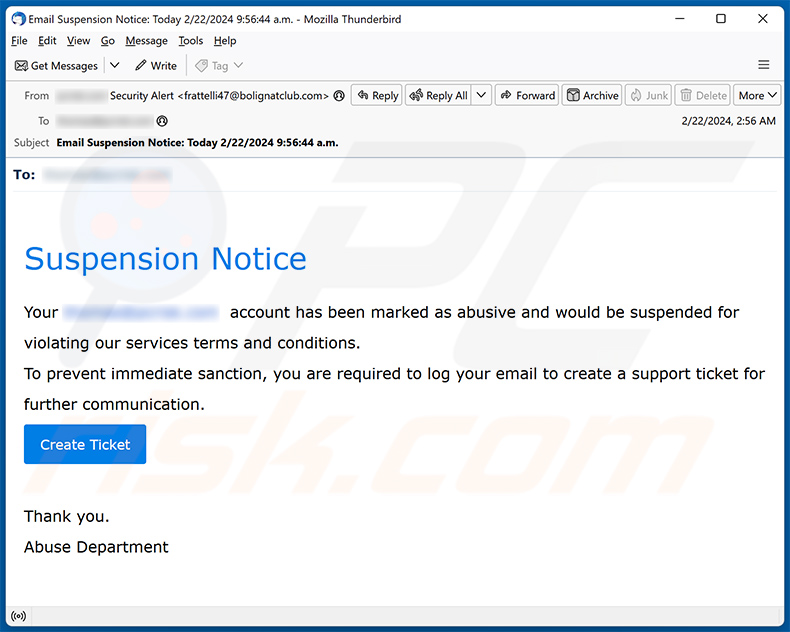 Suspension Notice email scam (2024-03-01)