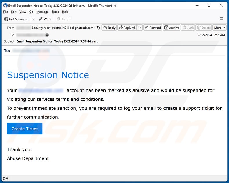 Suspension Notice email scam (2024-03-01)