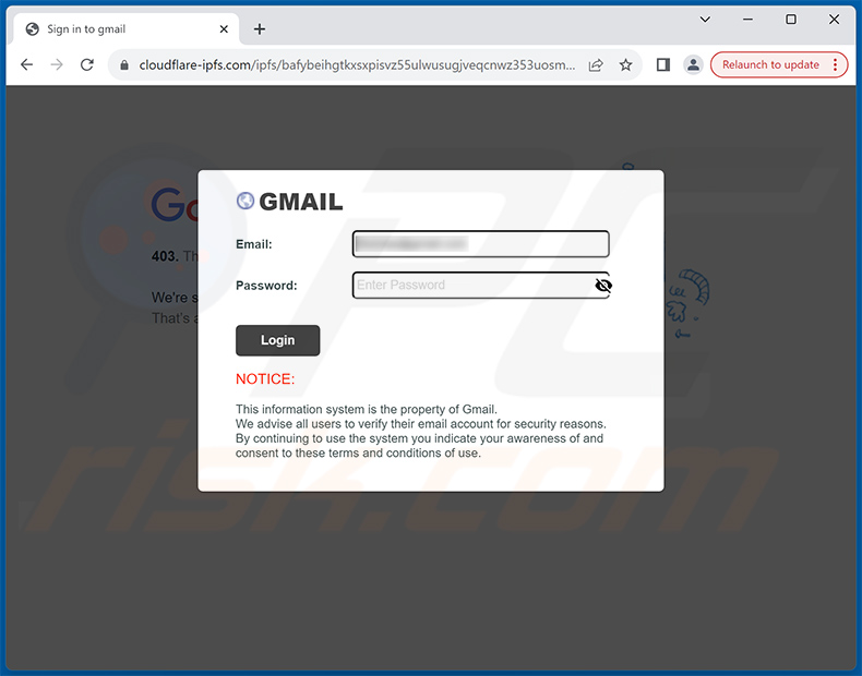 Phishing site promoted via Suspension Notice email scam (2024-03-01)