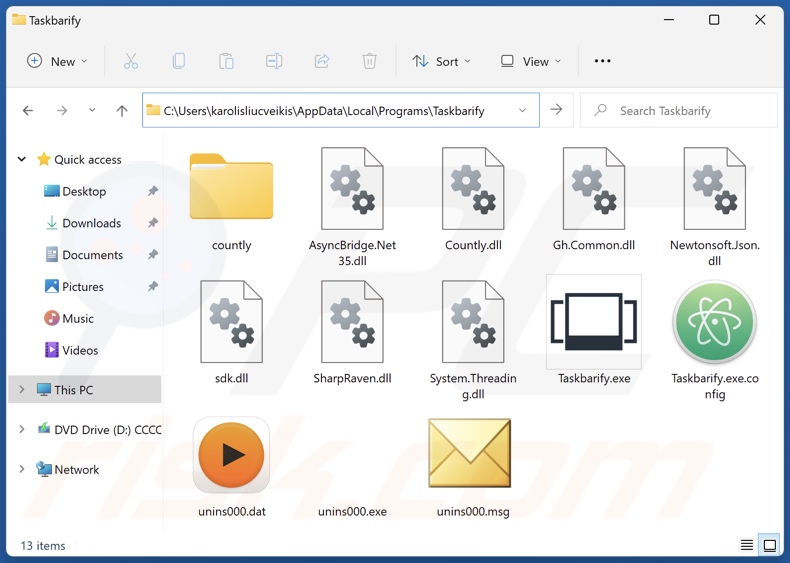 Taskbarify unwanted application install folder