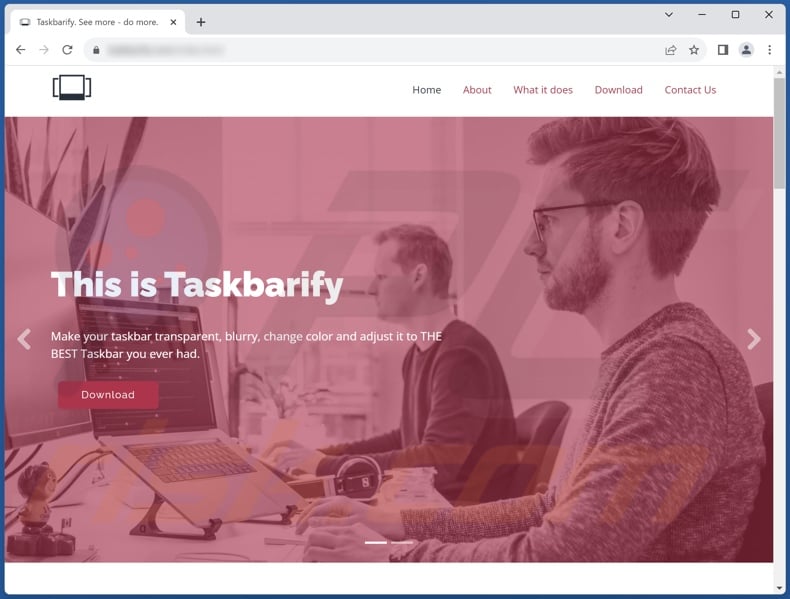 Website used to promote Taskbarify PUA