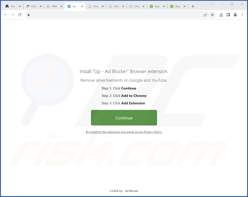 Website promoting Up - Ad Blocker adware