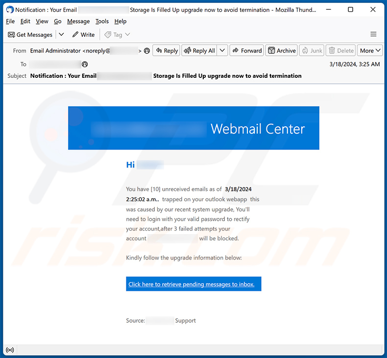Webmail Center email scam (2024-03-19)