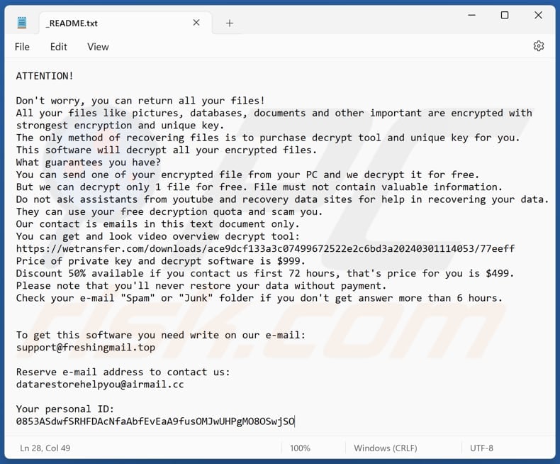 Wisz ransomware text file (_README.txt)