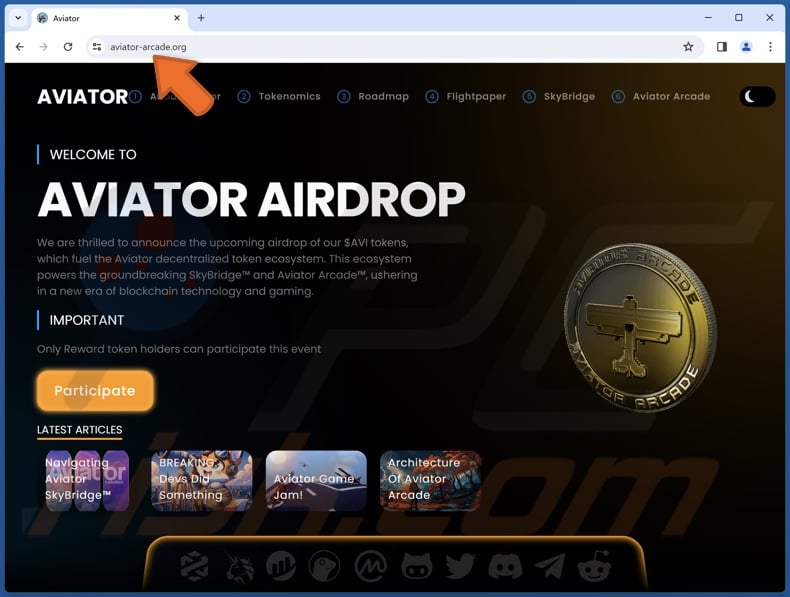 AVIATOR AIRDROP scam