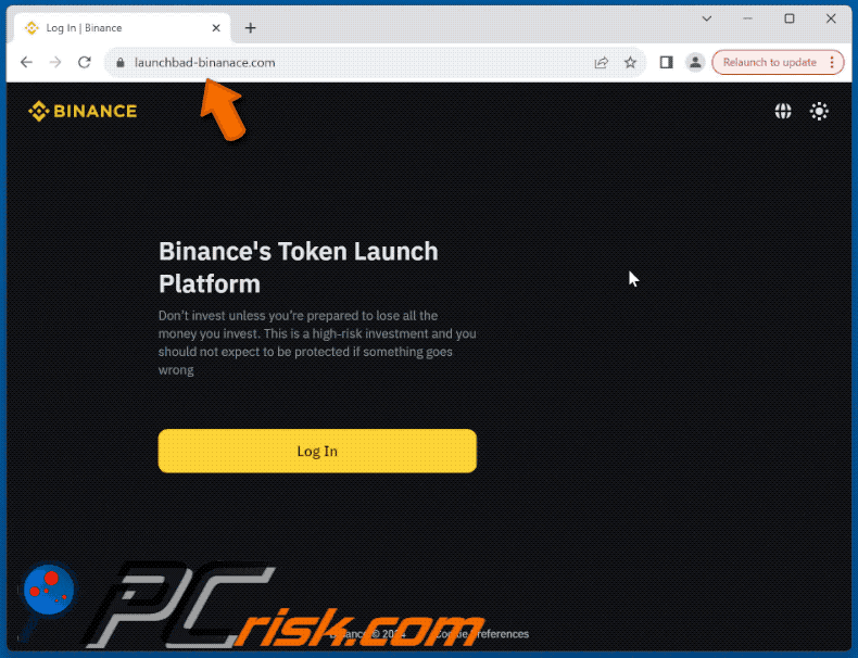 Appearance of Binance's Token Launch scam