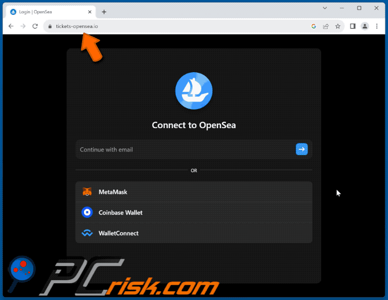 Appearance of Connect To OpenSea scam (GIF)