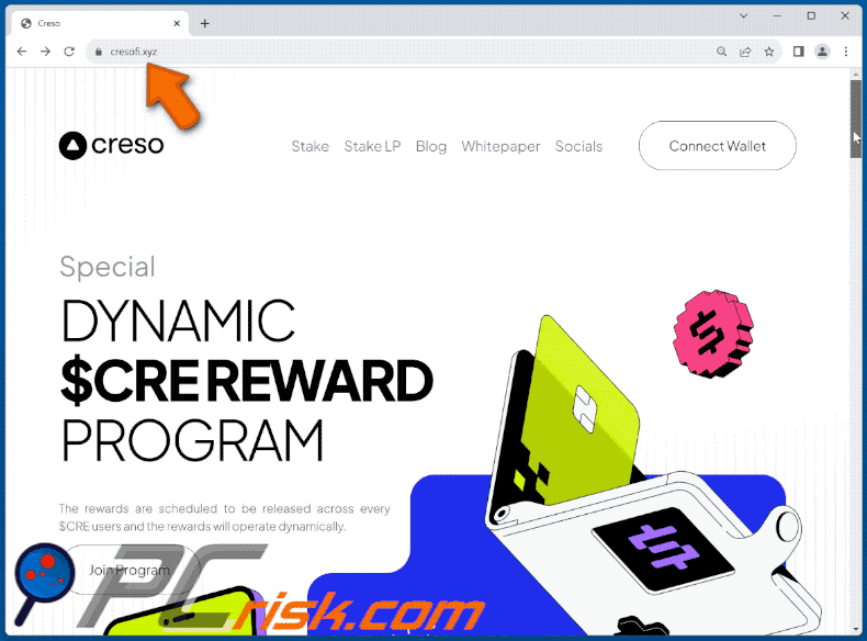 Appearance of Creso Rewards scam