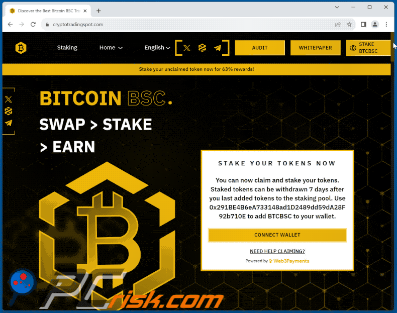 Appearance of BITCOIN BSC scam