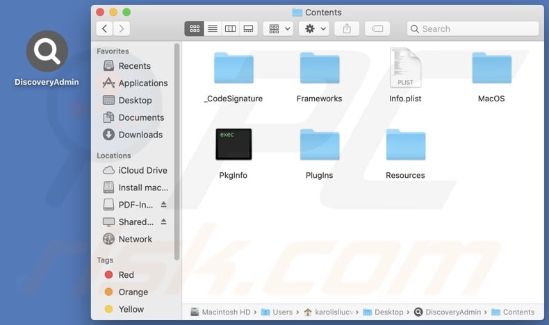 DiscoveryAdmin adware install folder