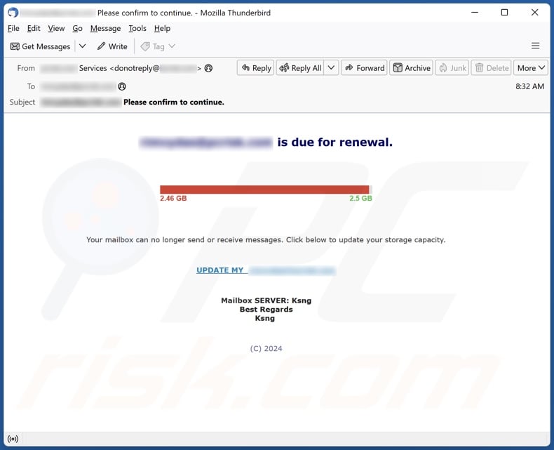 Email Is Due For Renewal email spam campaign