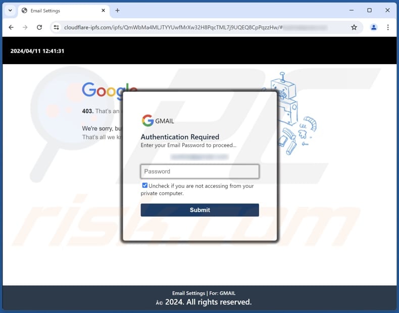 Email Messages Marked As Safe scam phishing page