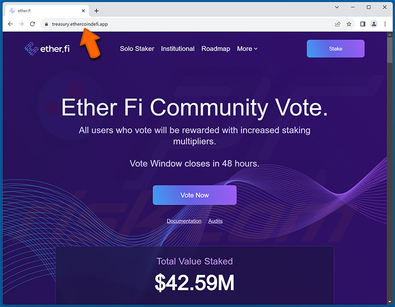 Fake ether.fi website - ethercoindefi[.]app