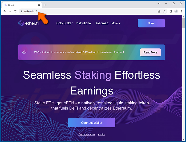 Fake ether.fi website - ethar[.]fi